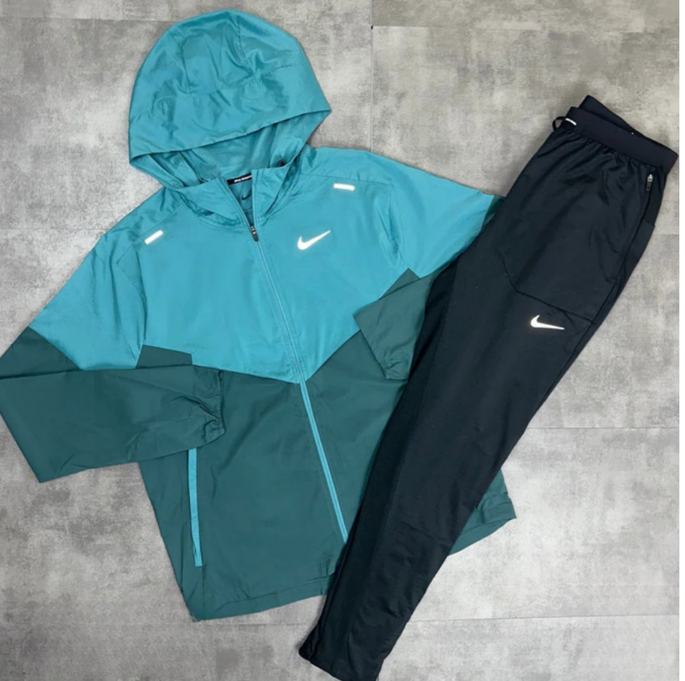 NIKE UV WINDBREAKER TEAL & NIKE PHENOM BOTTOMS BLACK SET