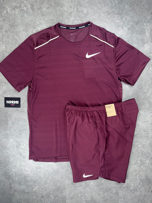 Maroon Nike Miler & Maroon Nike Challenger shorts 7inch set